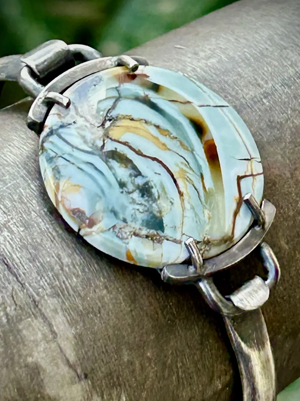 Brecciated Morrisonite Jasper in an aged silver finish.