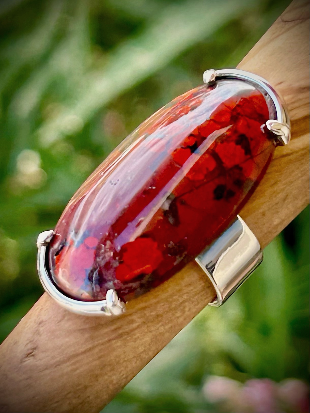 Red Mosaic Brecciated Jasper Ring "CUSTOM DESIGN"